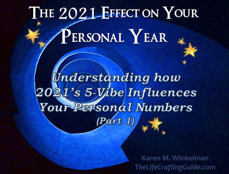 Picture of a blue spiral with the words:The 2021 Effect on Your Personal Year
