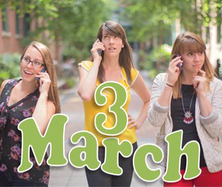 March is a 3,  3 girls talking on the phone, self expression