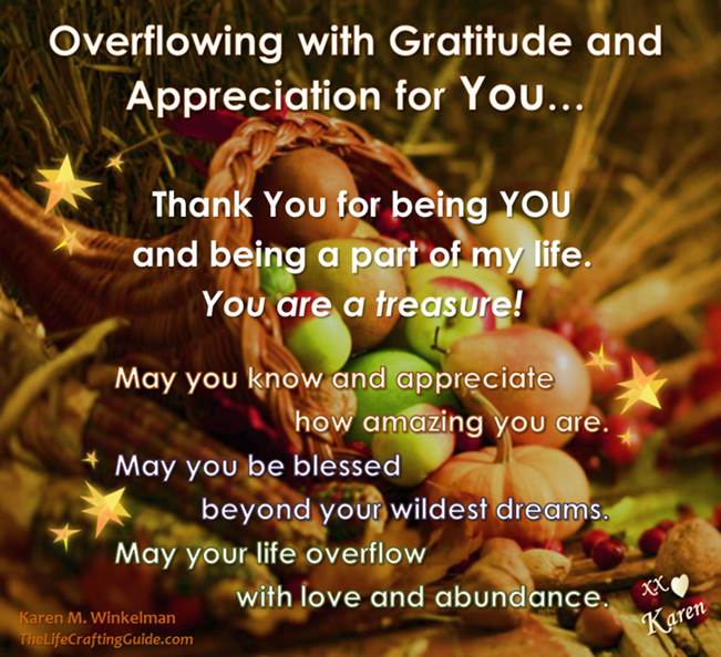 Cornucopia with gratitude and apprecaition message
