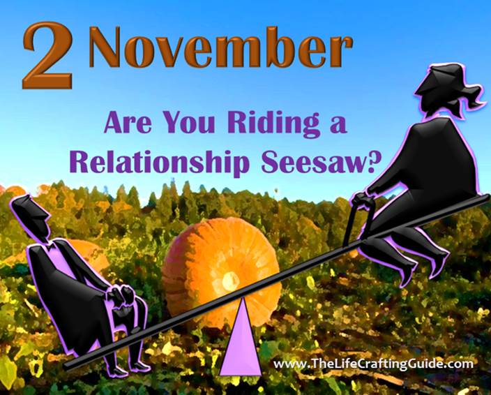 November-2 vibration, pumpkins and people on a seesaw