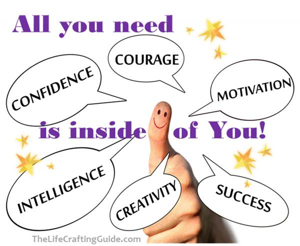 All you need is inside you - picture of encouraging words and a thumbs up