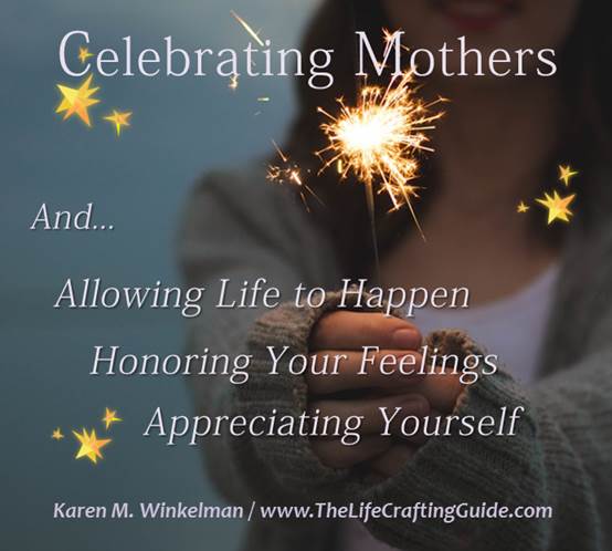 Girl with Sparkler; words: celbrating mothers, allowing life to happen