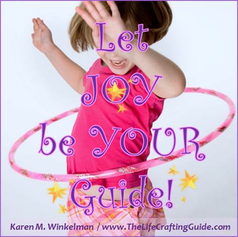 girl with hula hoop & words "let Joy Be Your Guide"