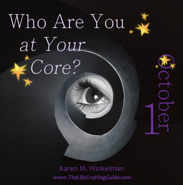 eye looking trhough a spiral with the words Who are you at your core?